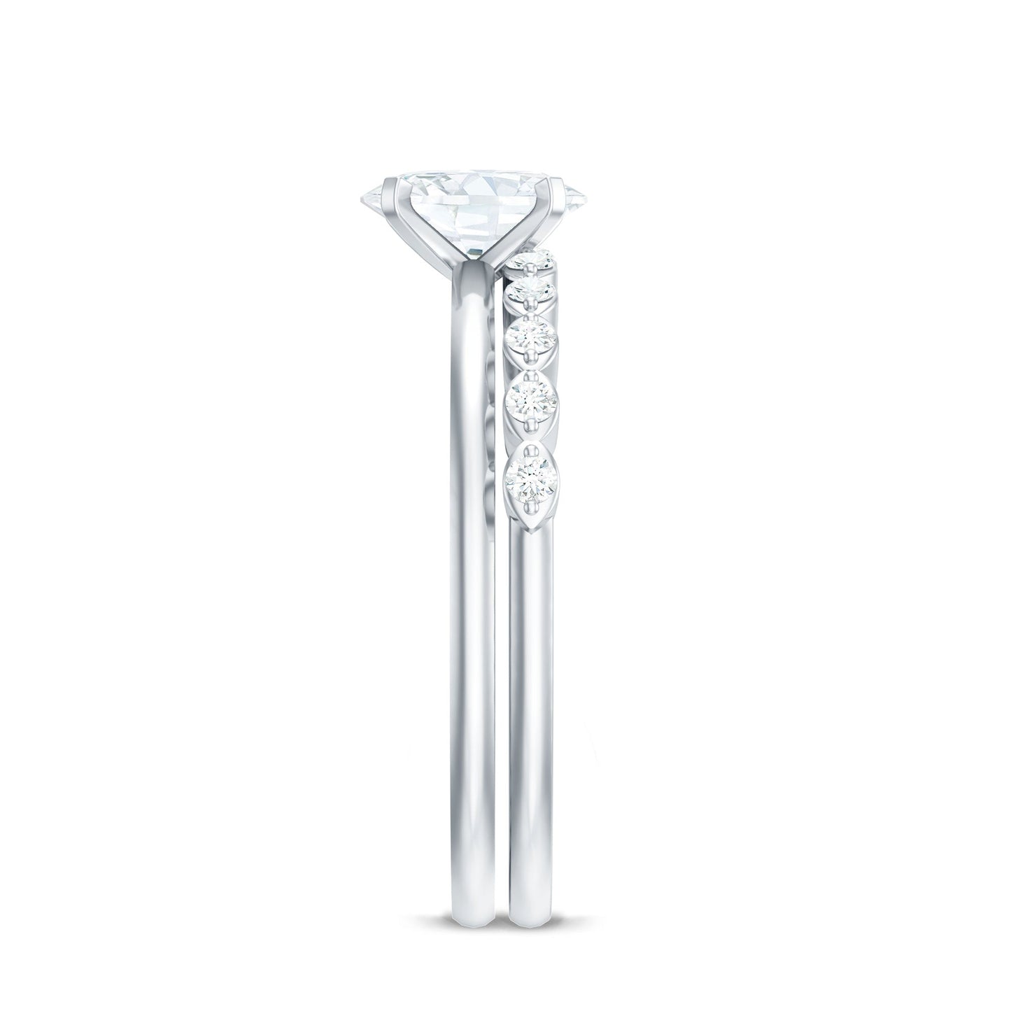 Oval Cut Moissanite Solitaire Bridal Ring Set for Women