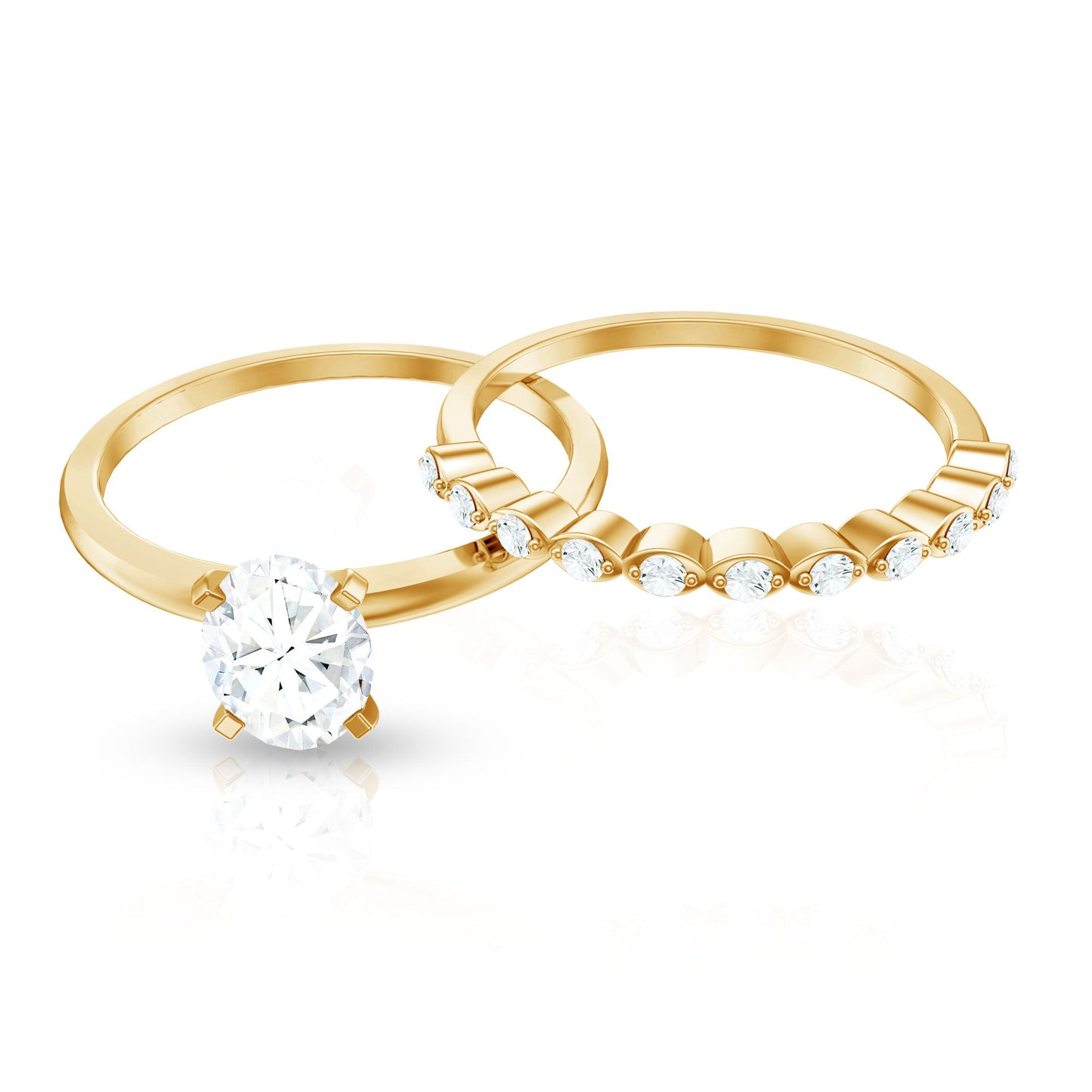 Oval Cut Moissanite Solitaire Bridal Ring Set for Women