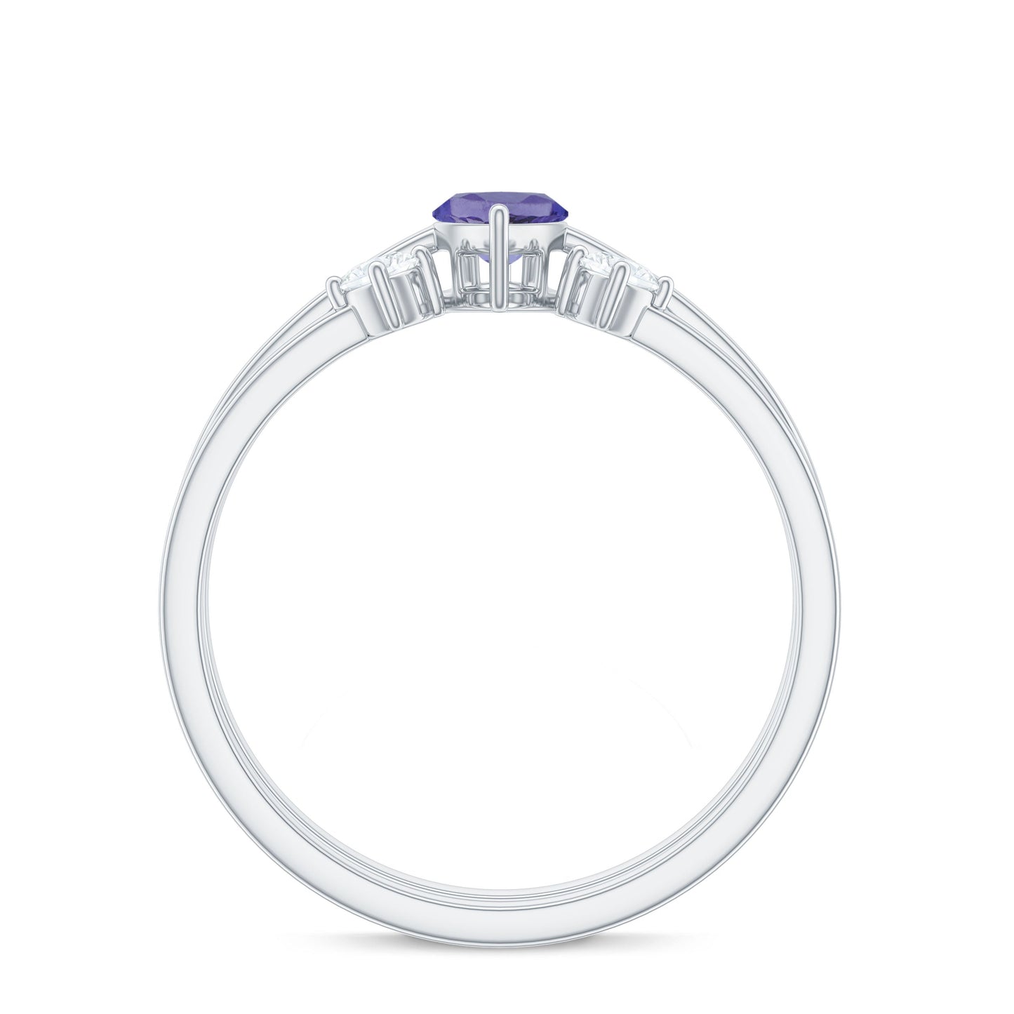 Natural 0.6 Carat Marquise Tanzanite Diamond Promise Ring Set of 2