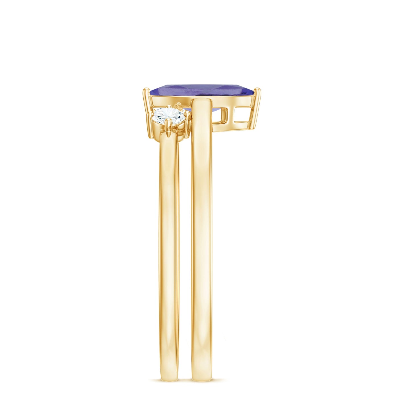 Natural 0.6 Carat Marquise Tanzanite Diamond Promise Ring Set of 2