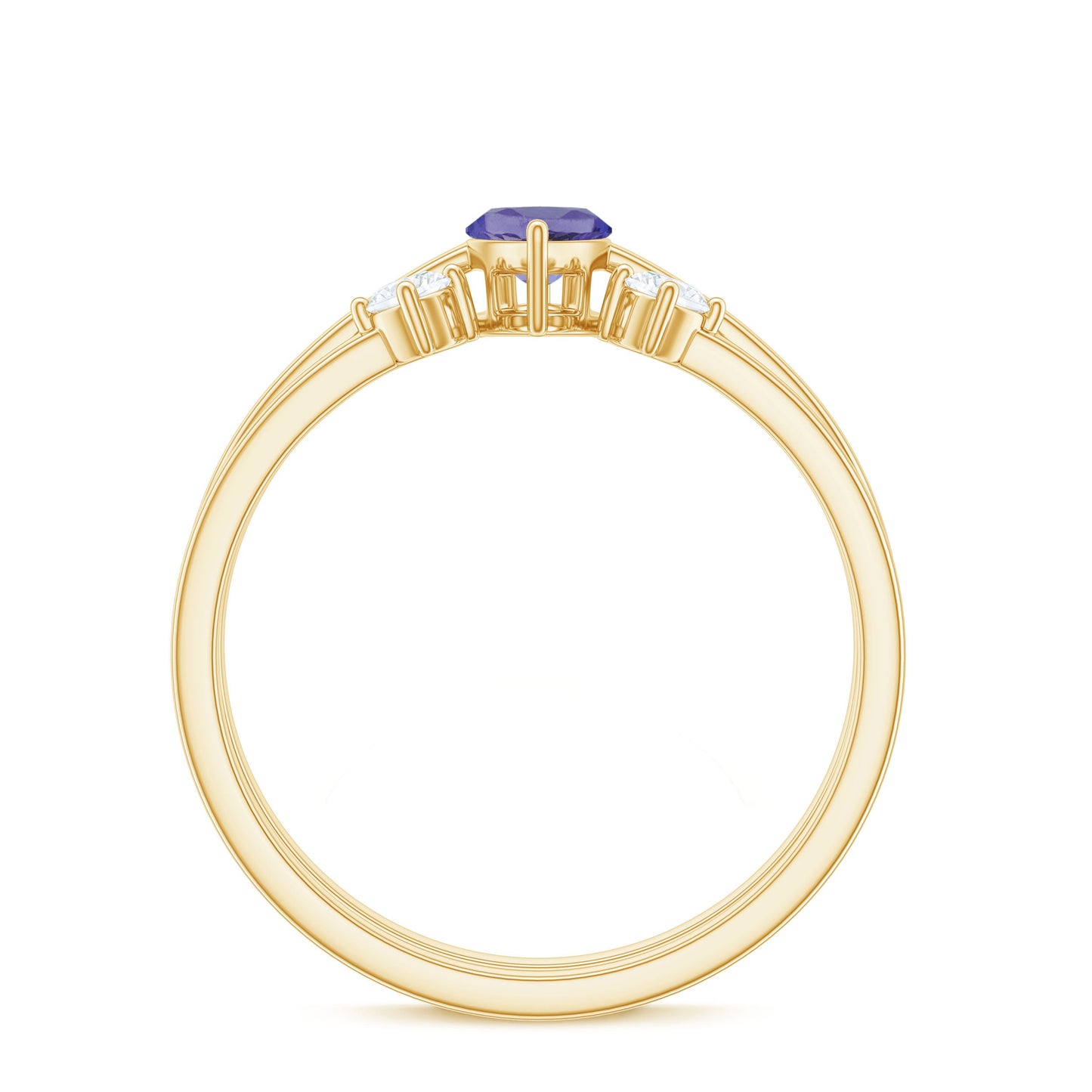 Natural 0.6 Carat Marquise Tanzanite Diamond Promise Ring Set of 2