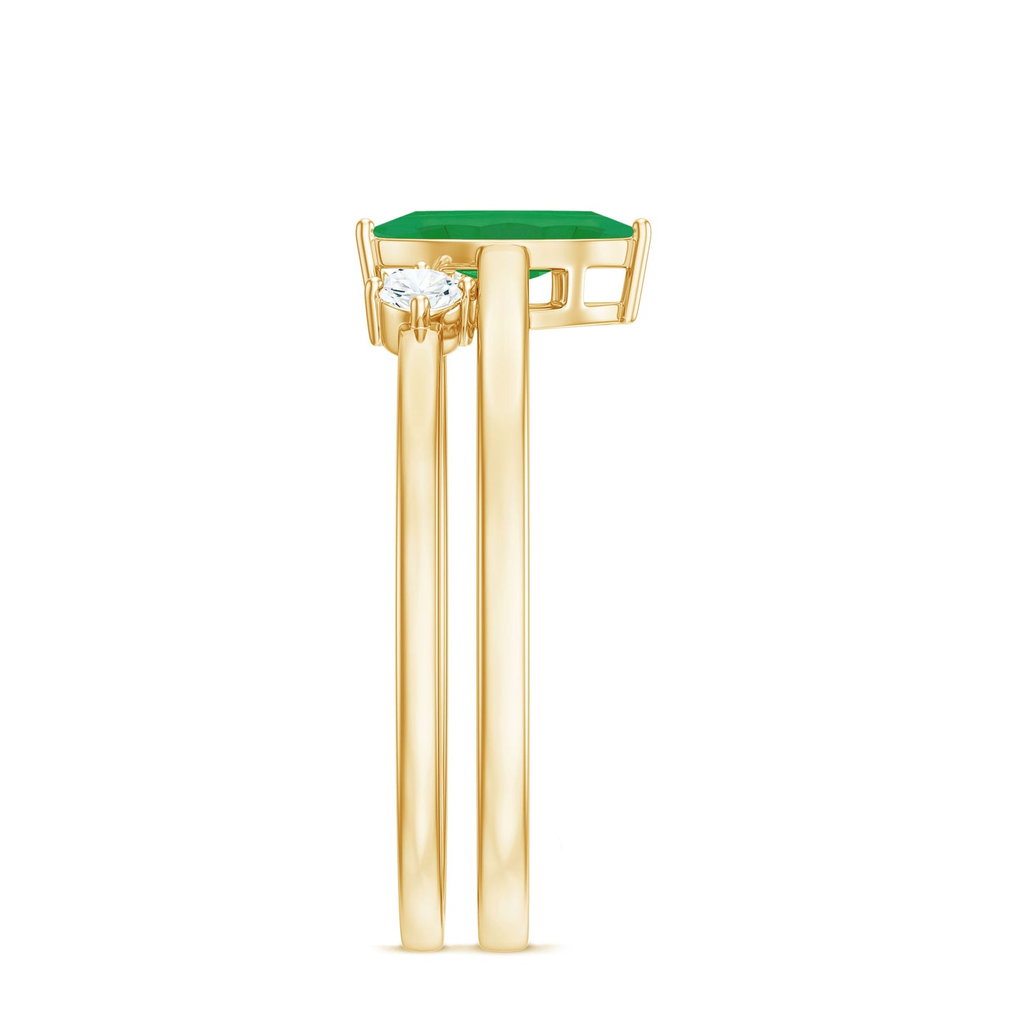 Natural 0.8 Carat Marquise Emerald Diamond Promise Ring Set of 2