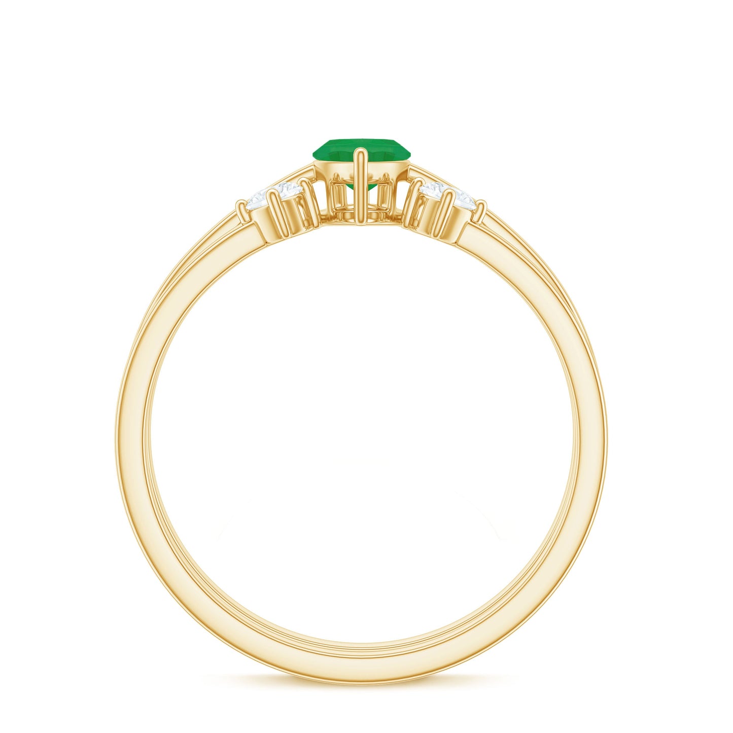 Natural 0.8 Carat Marquise Emerald Diamond Promise Ring Set of 2