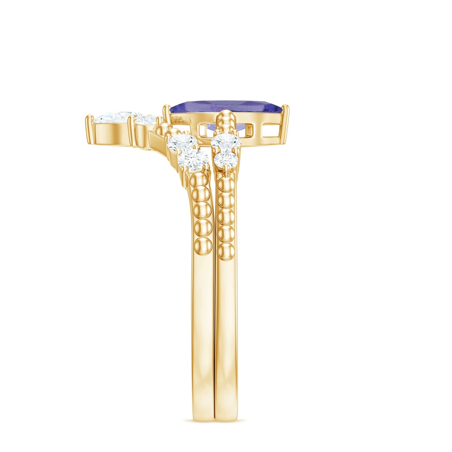 Natural Marquise Tanzanite Diamond Engagement Ring Set