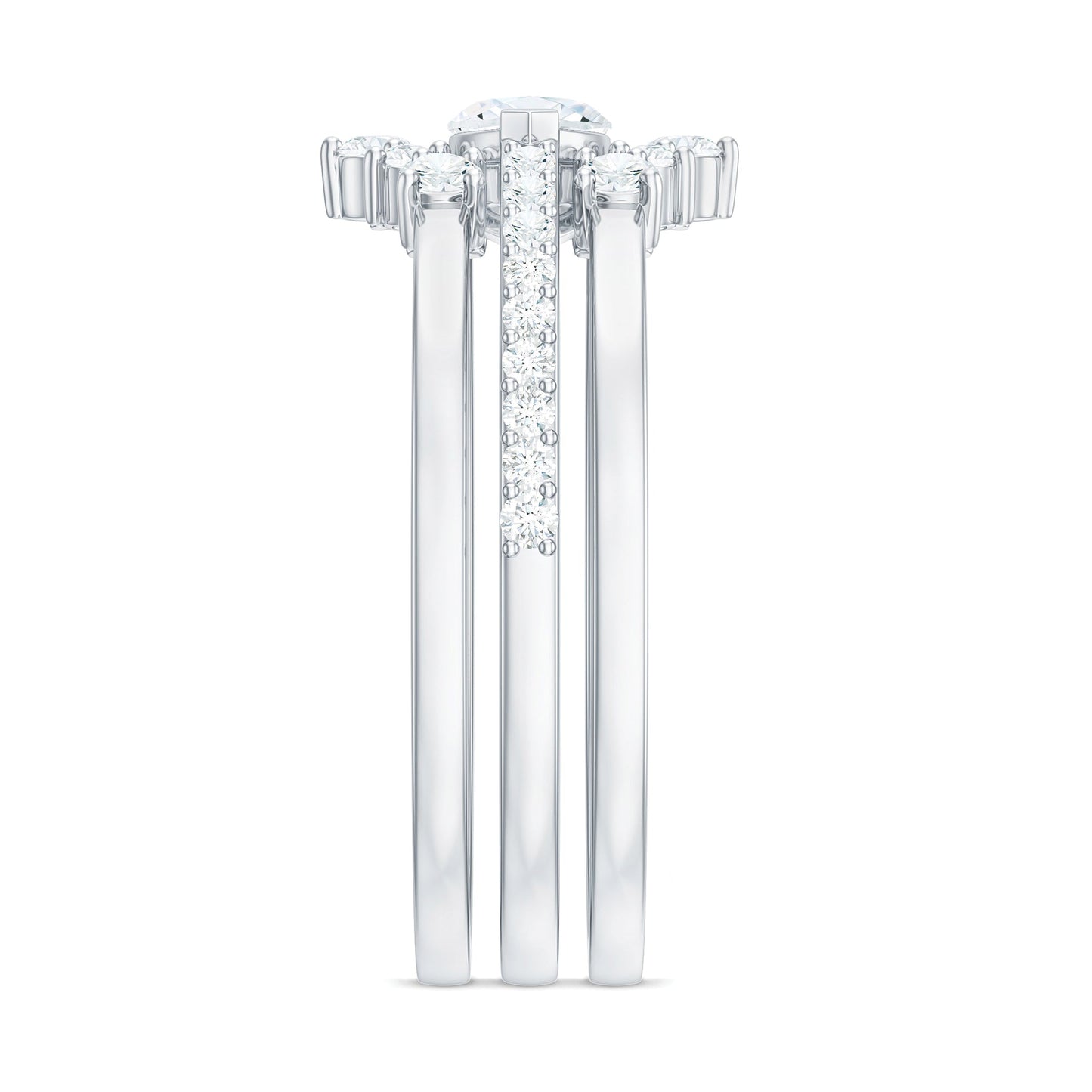 Certified Moissanite Trio Bridal Ring Set for Women
