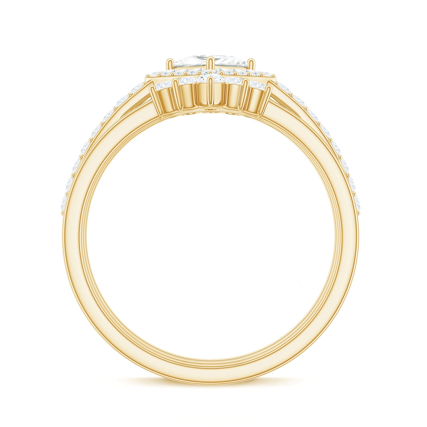 Princess Cut Moissanite Trio Bridal Ring Set with Certificate