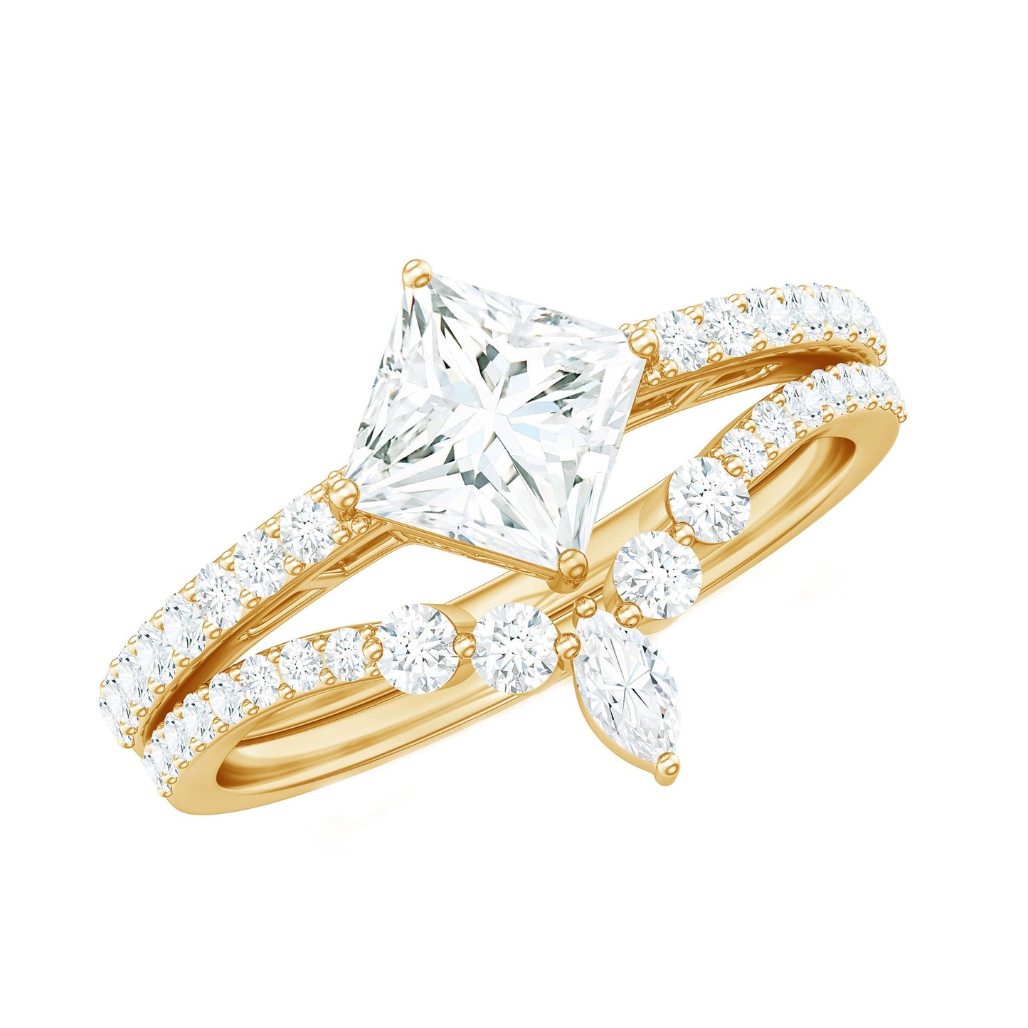 Princess Cut Moissanite Wedding Ring Set for Women