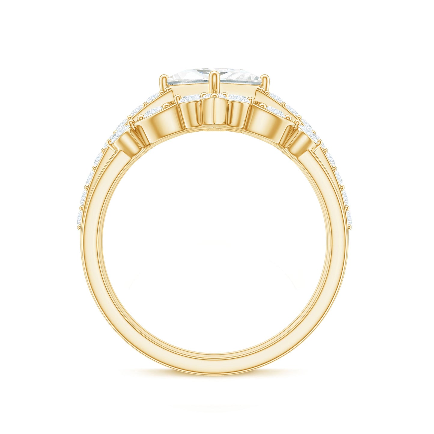 Classic Trio Bridal Ring Set with Princess and Round Cut Moissanites