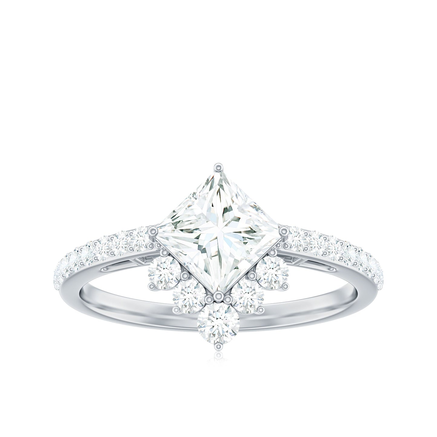 Princess Cut Moissanite Designer Engagement Ring for Women
