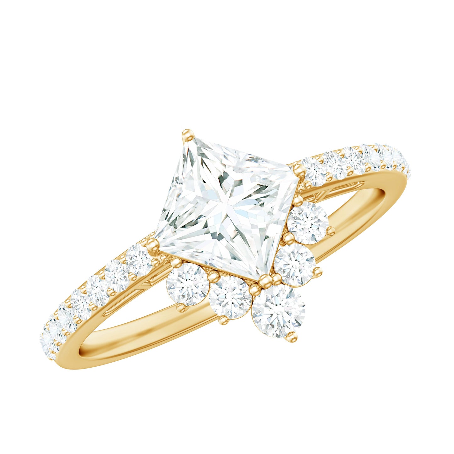 Princess Cut Moissanite Designer Engagement Ring for Women
