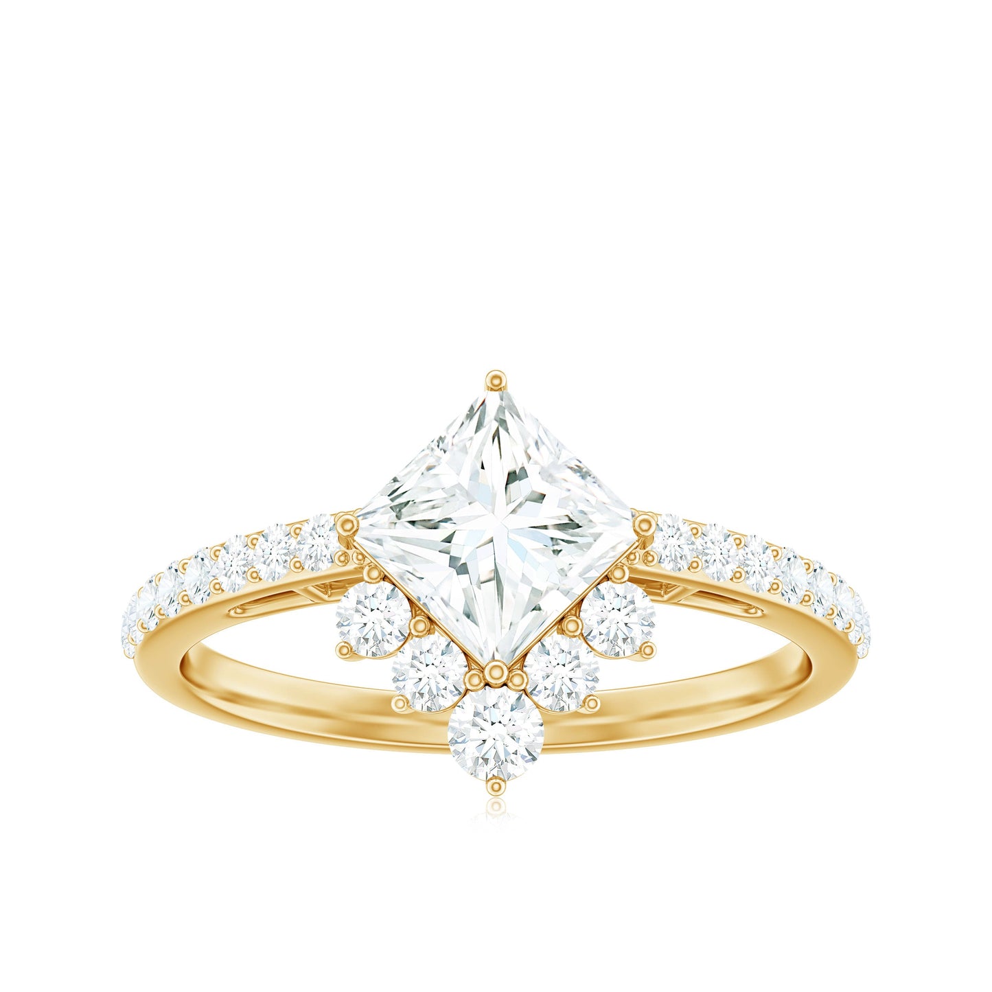 Princess Cut Moissanite Designer Engagement Ring for Women