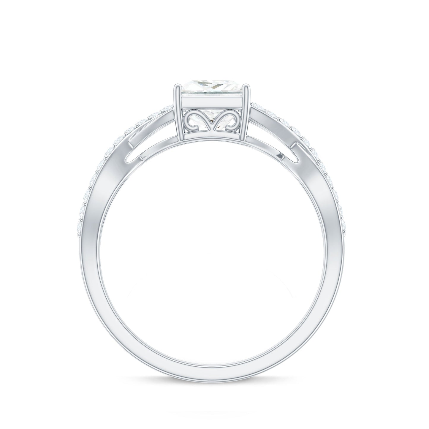 Princess Cut Moissanite Crossover Engagement Ring for Women