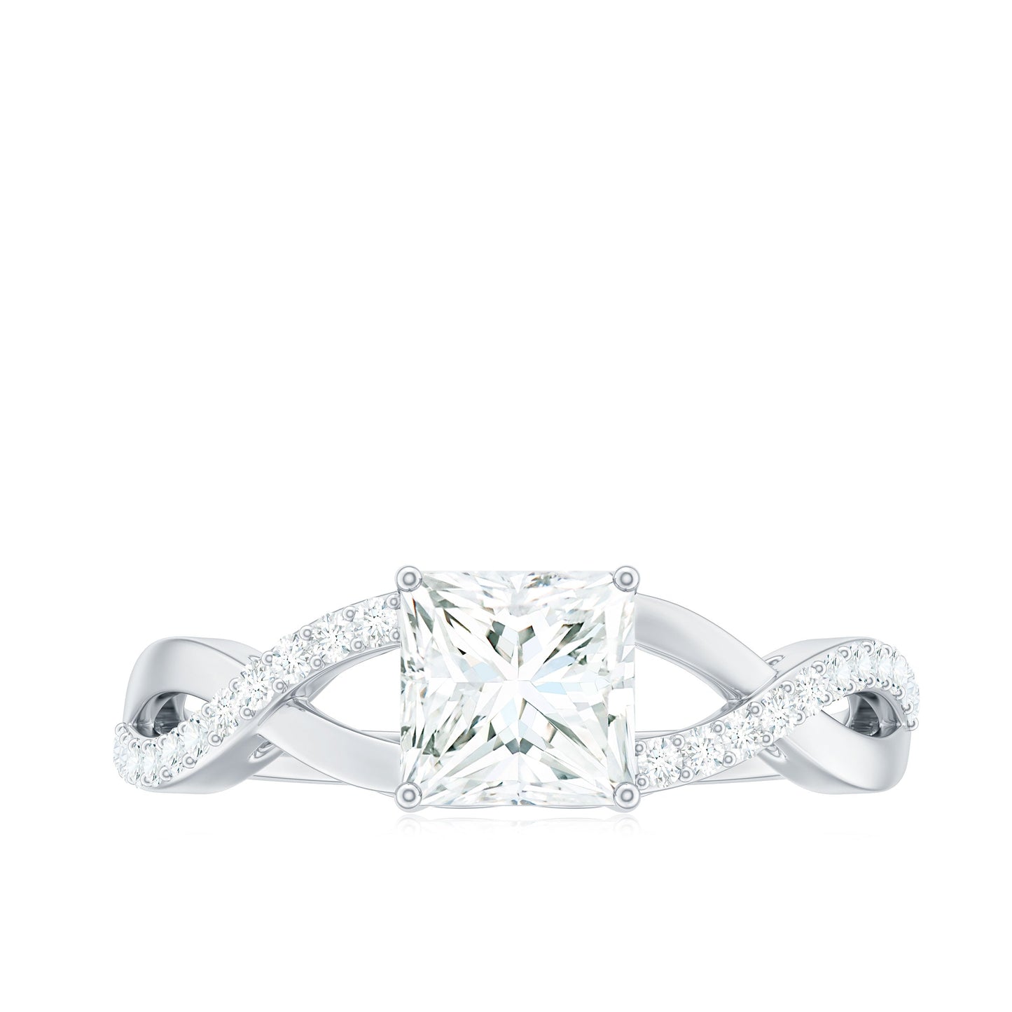 Princess Cut Moissanite Crossover Engagement Ring for Women