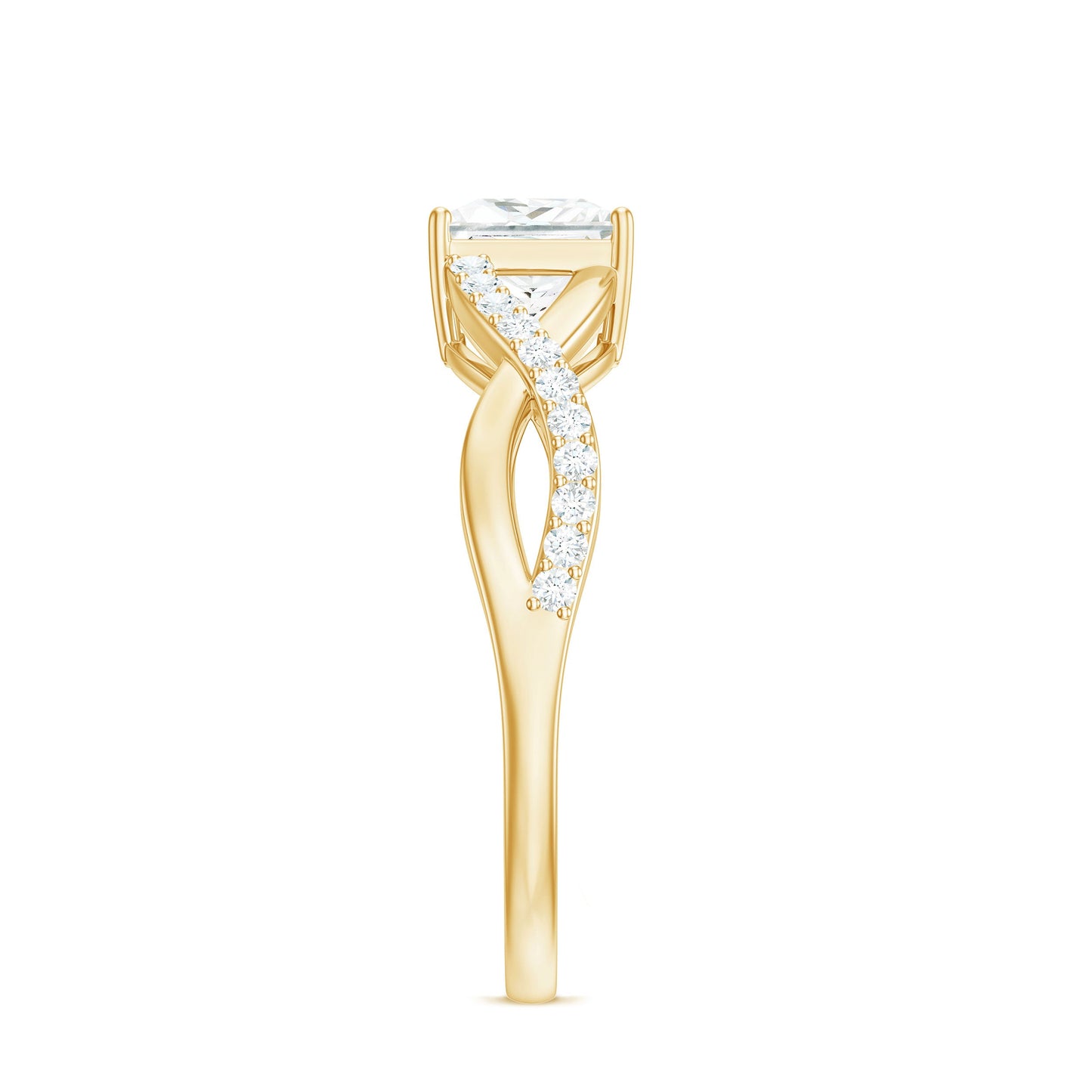 Princess Cut Moissanite Crossover Engagement Ring for Women
