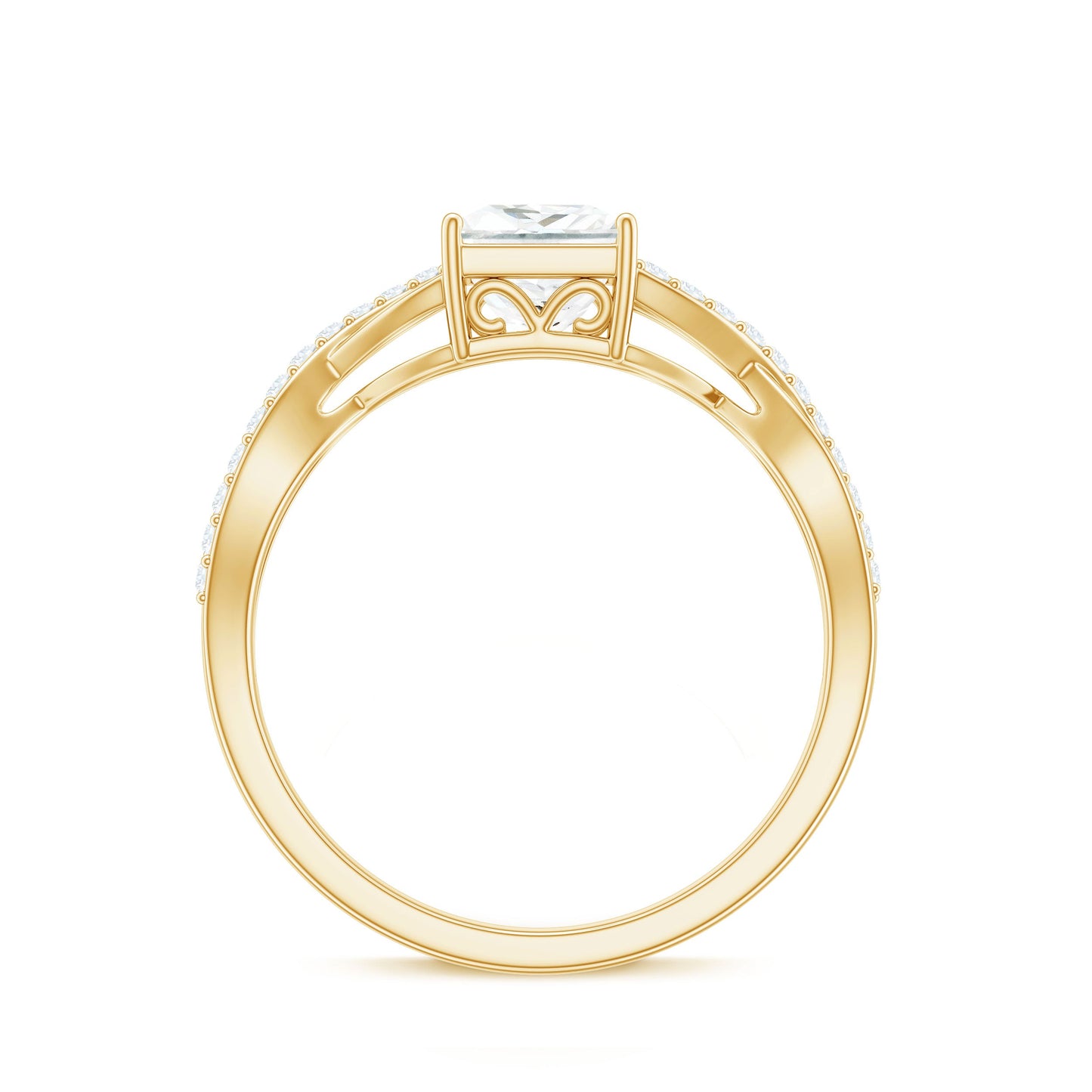 Princess Cut Moissanite Crossover Engagement Ring for Women