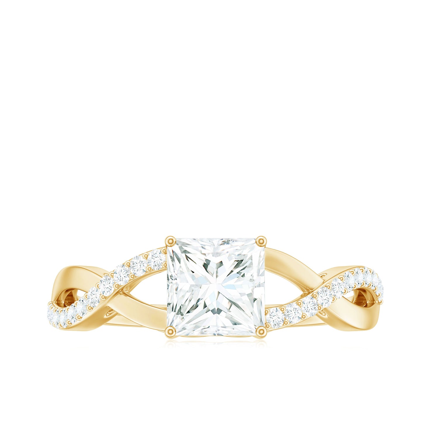 Princess Cut Moissanite Crossover Engagement Ring for Women