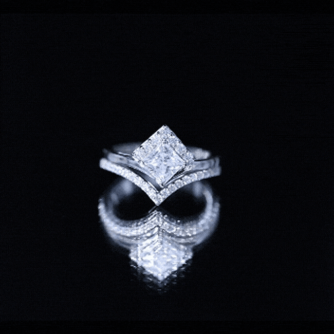 Certified Princess Cut Moissanite Wedding Ring Set for Women