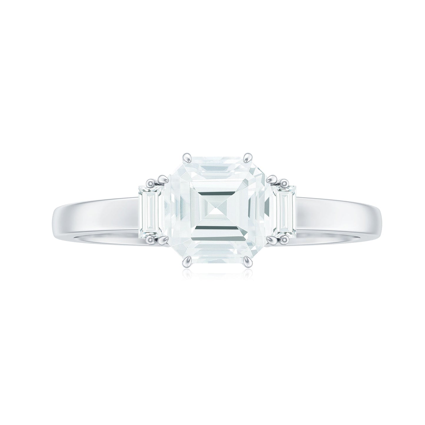 Asscher Cut Moissanite Engagement Ring with Certificate