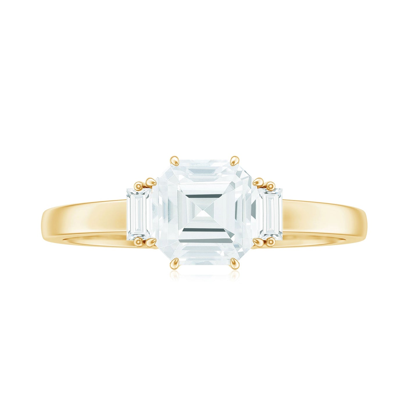 Asscher Cut Moissanite Engagement Ring with Certificate