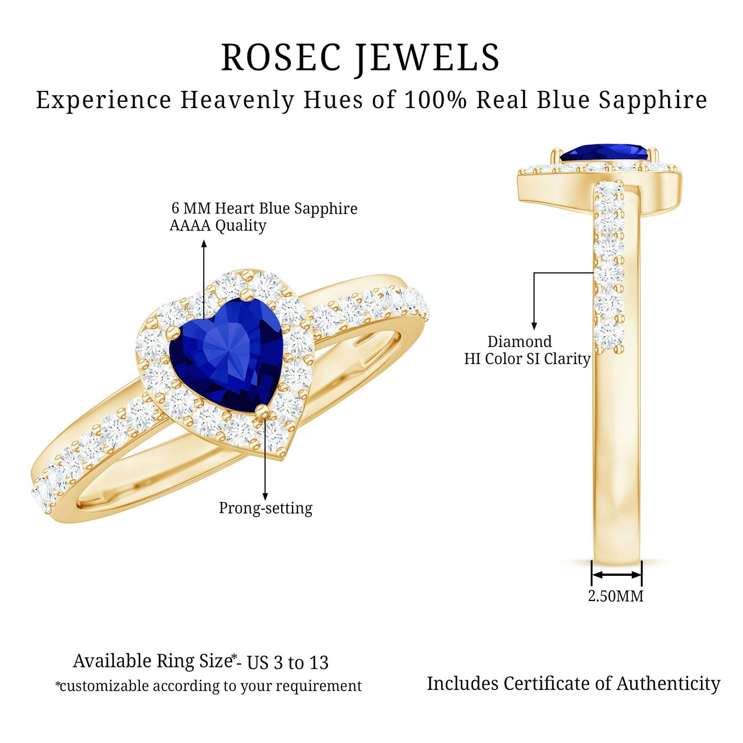 Certified 0.9 Carat Lab Grown Blue Sapphire Heart Engagement Ring with Diamond Halo