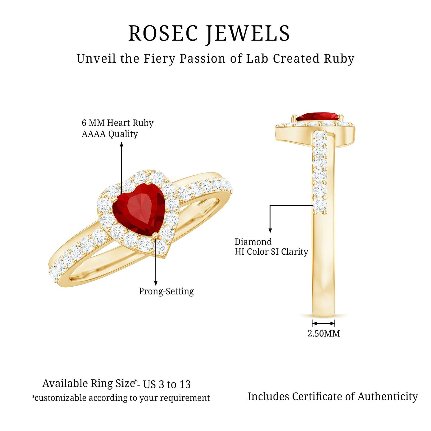 Lab Created Ruby Heart Promise Ring with Diamond Halo