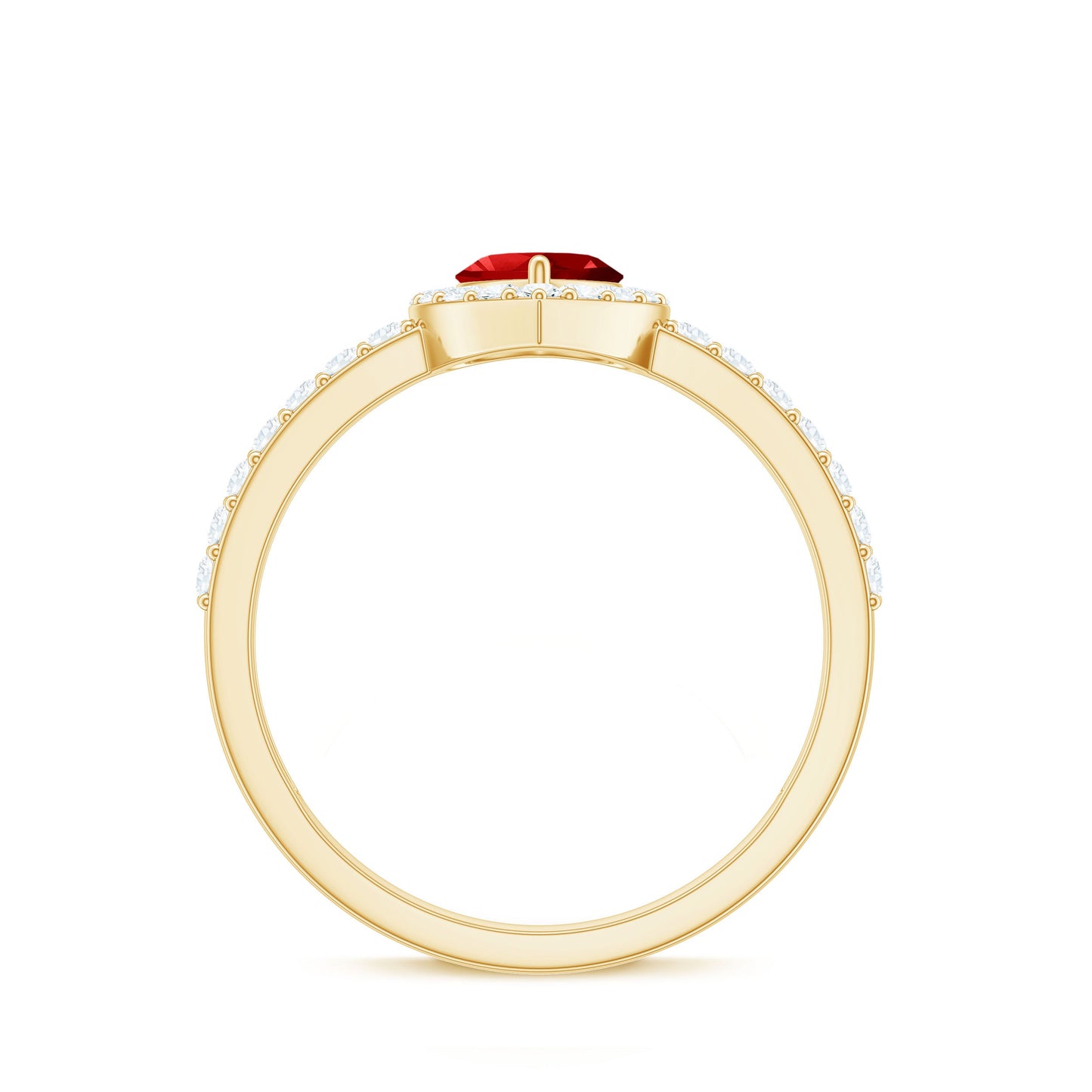 Lab Created Ruby Heart Promise Ring with Diamond Halo