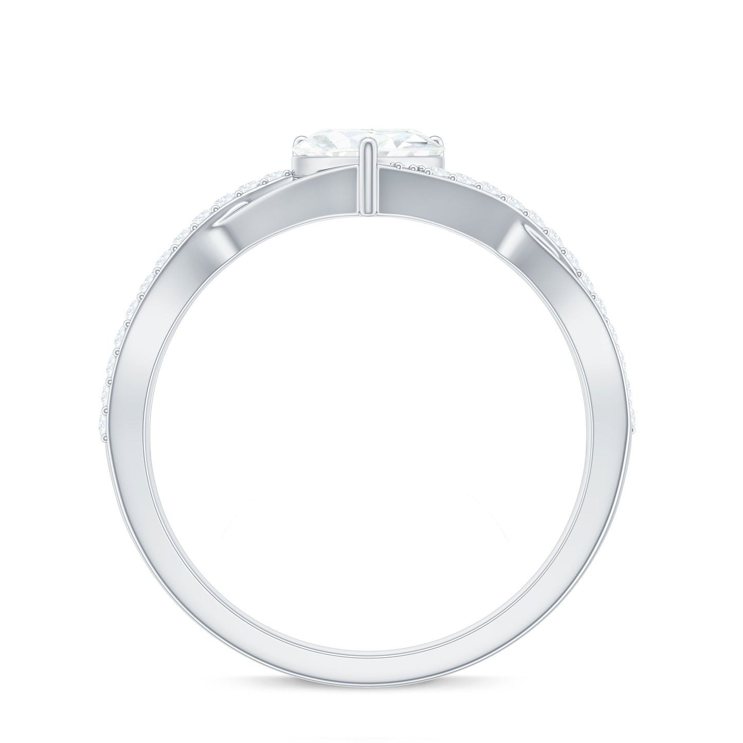 1.50 CT Heart Shape Moissanite Crossover Engagement Ring