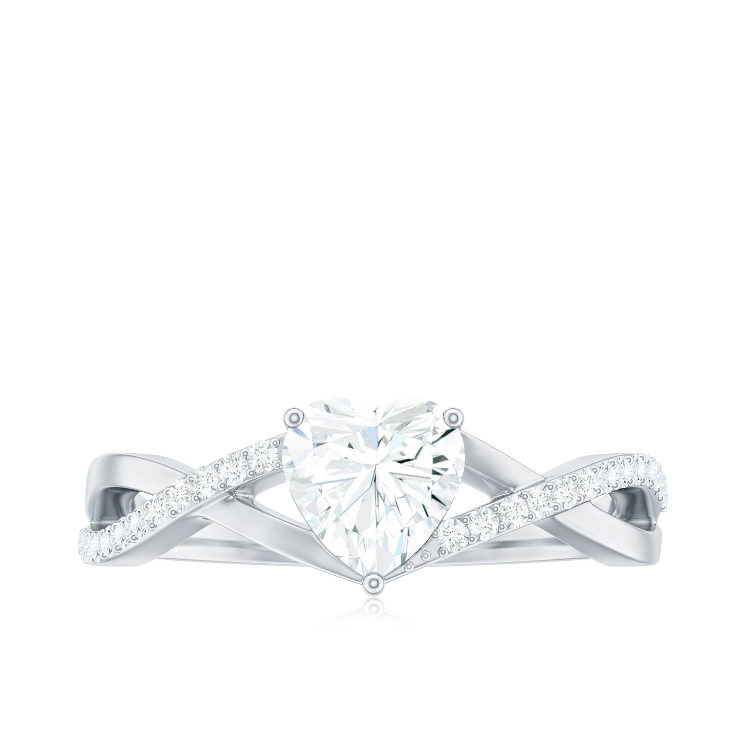 1.50 CT Heart Shape Moissanite Crossover Engagement Ring