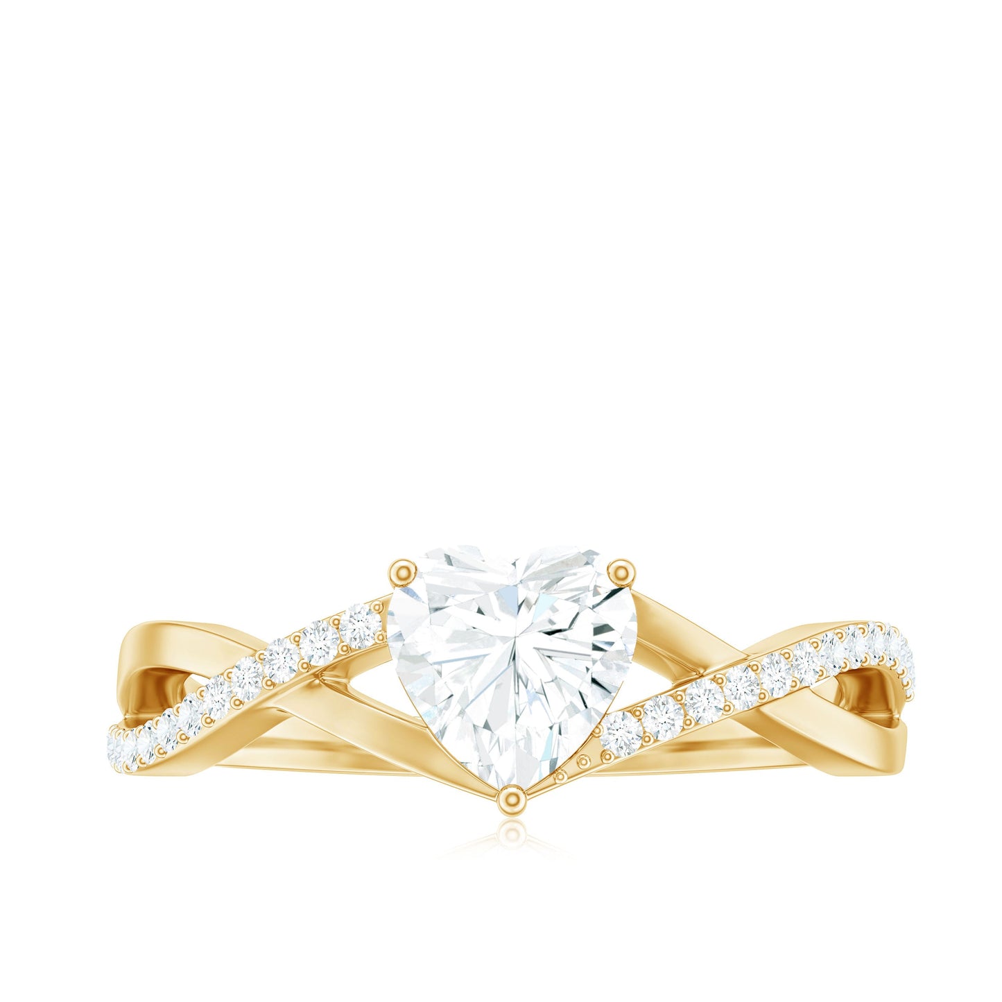 1.50 CT Heart Shape Moissanite Crossover Engagement Ring
