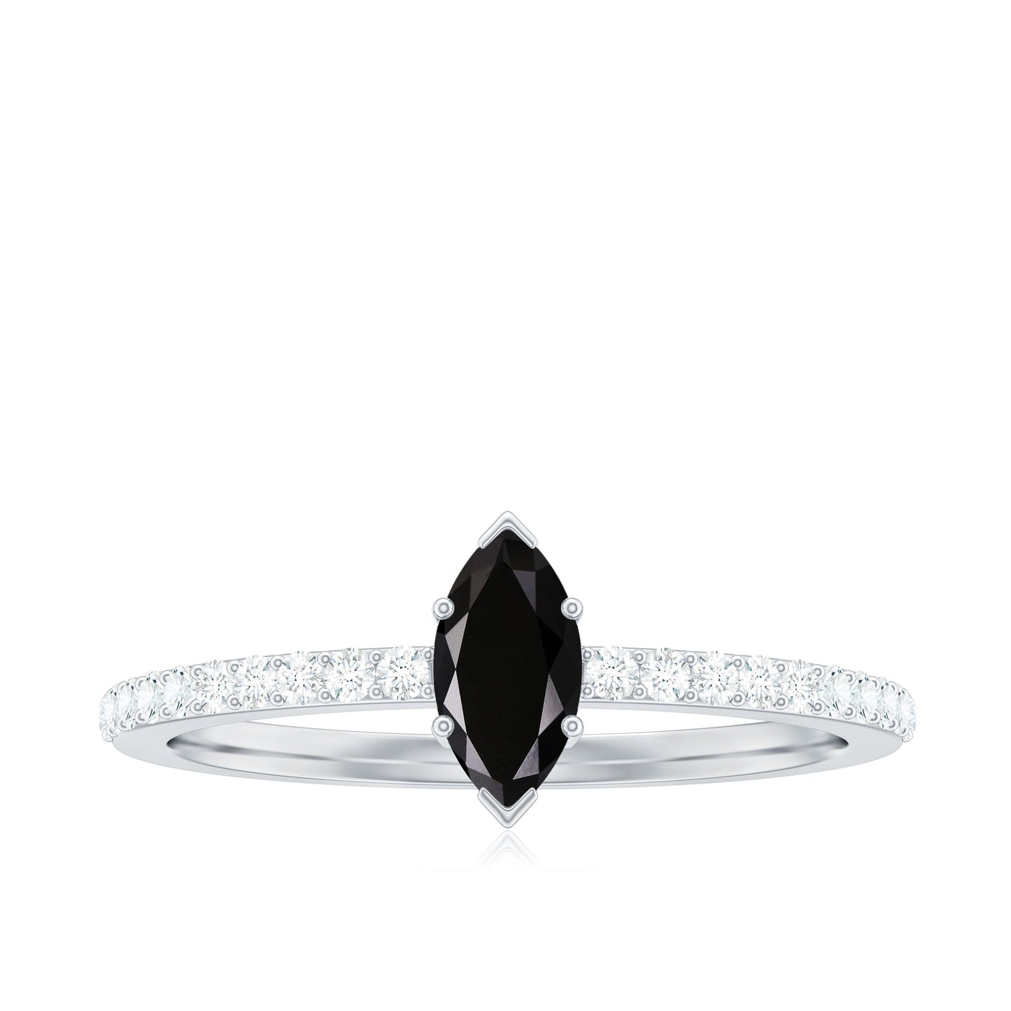 Marquise Black Spinel Diamond Promise Ring for Proposal