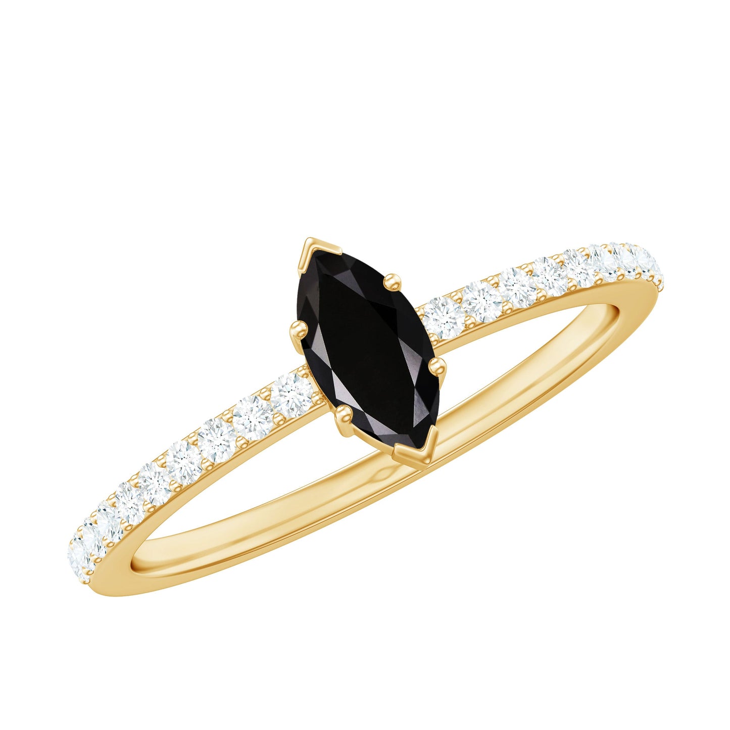 Marquise Black Spinel Diamond Promise Ring for Proposal