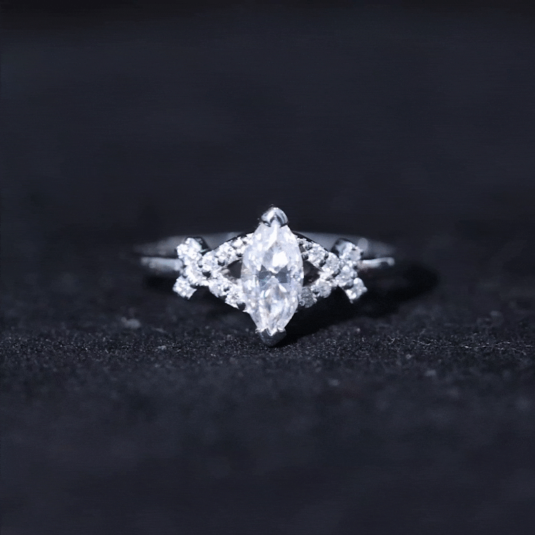 Certified Moissanite Marquise Engagement Ring for Women