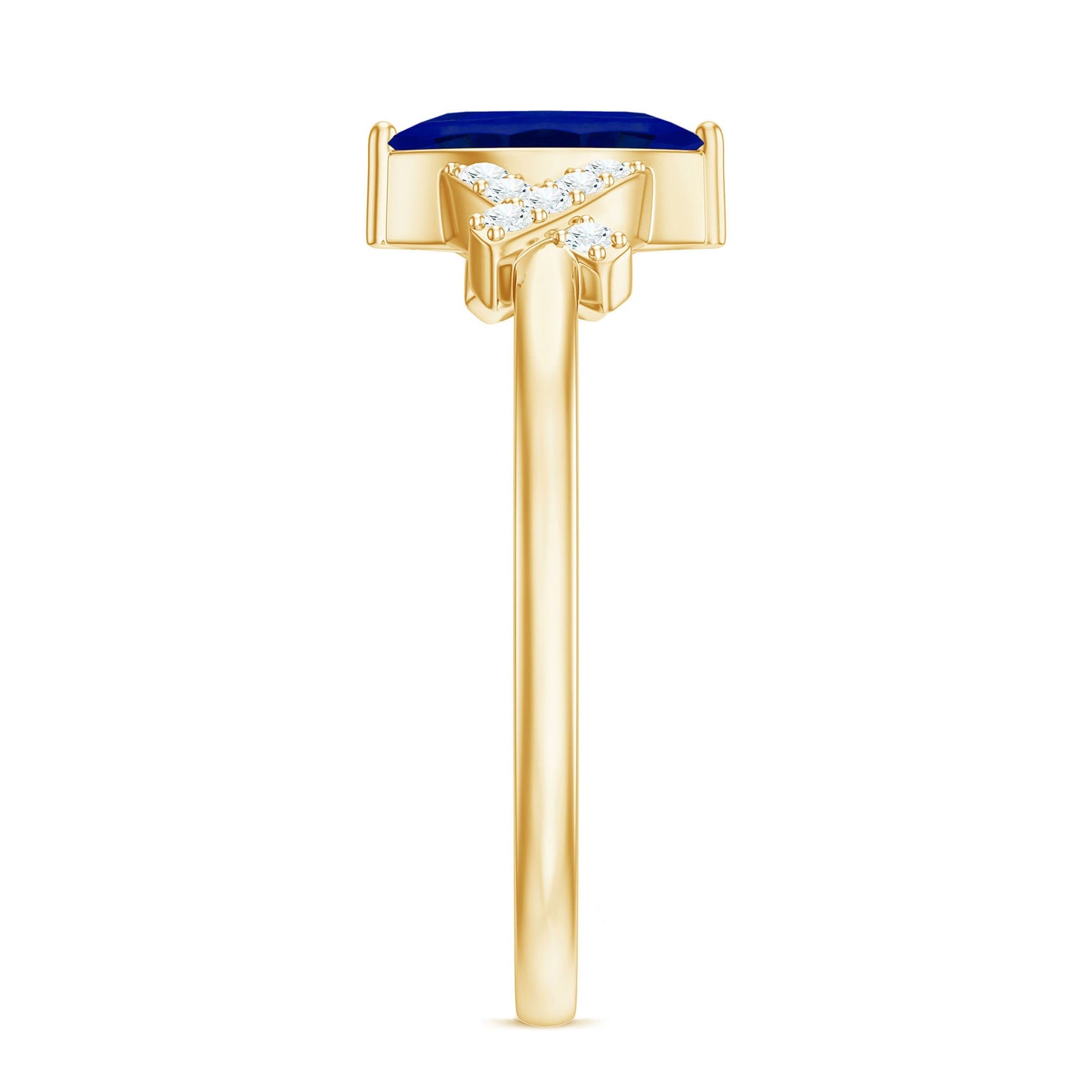Certified 0.75 Carat Lab Grown Blue Sapphire Marquise Engagement Ring with Diamond