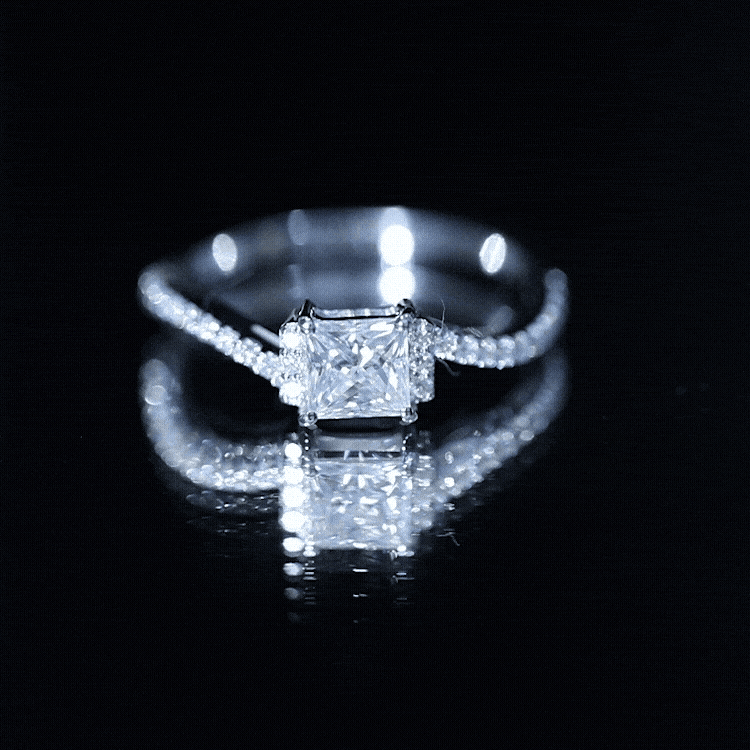 Princess Cut Moissanite Bypass Engagement Ring for Women