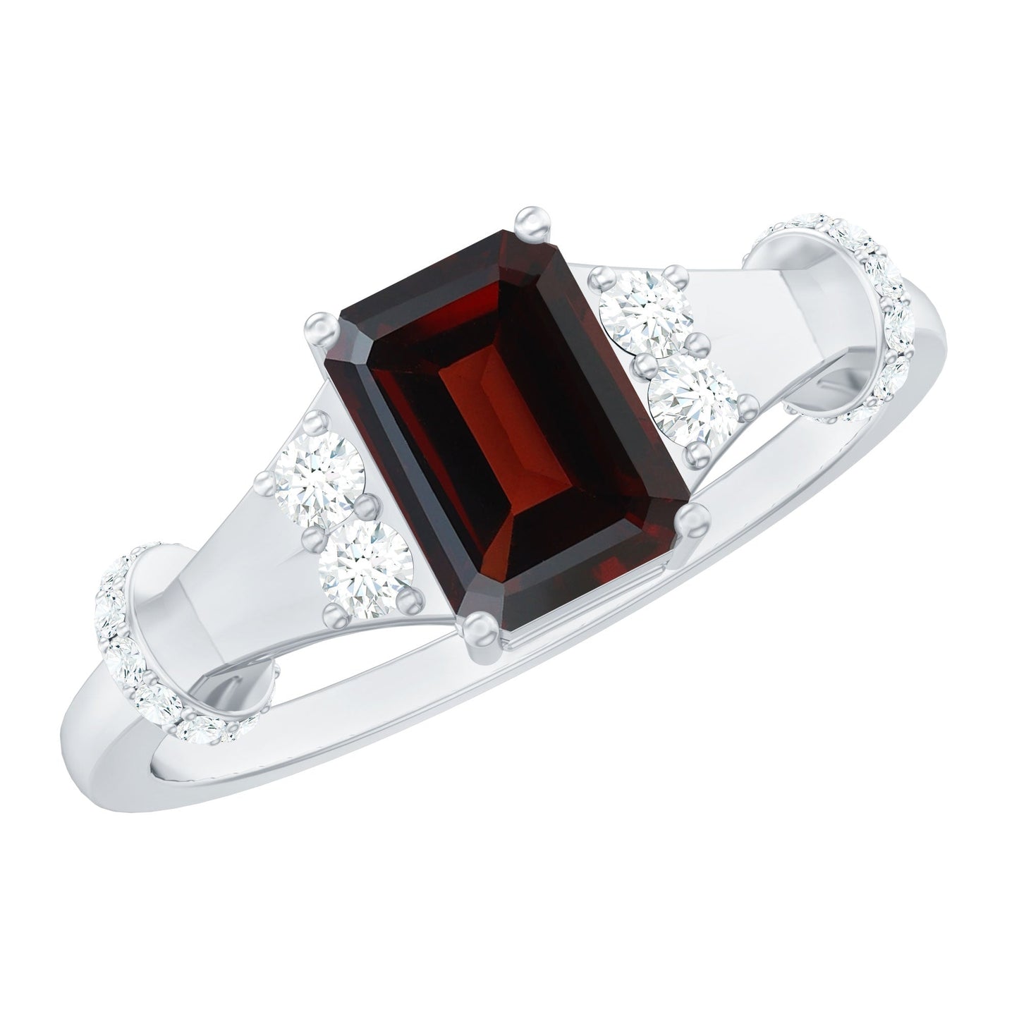 Real 2 Carat Garnet Designer Engagement Ring with Diamond