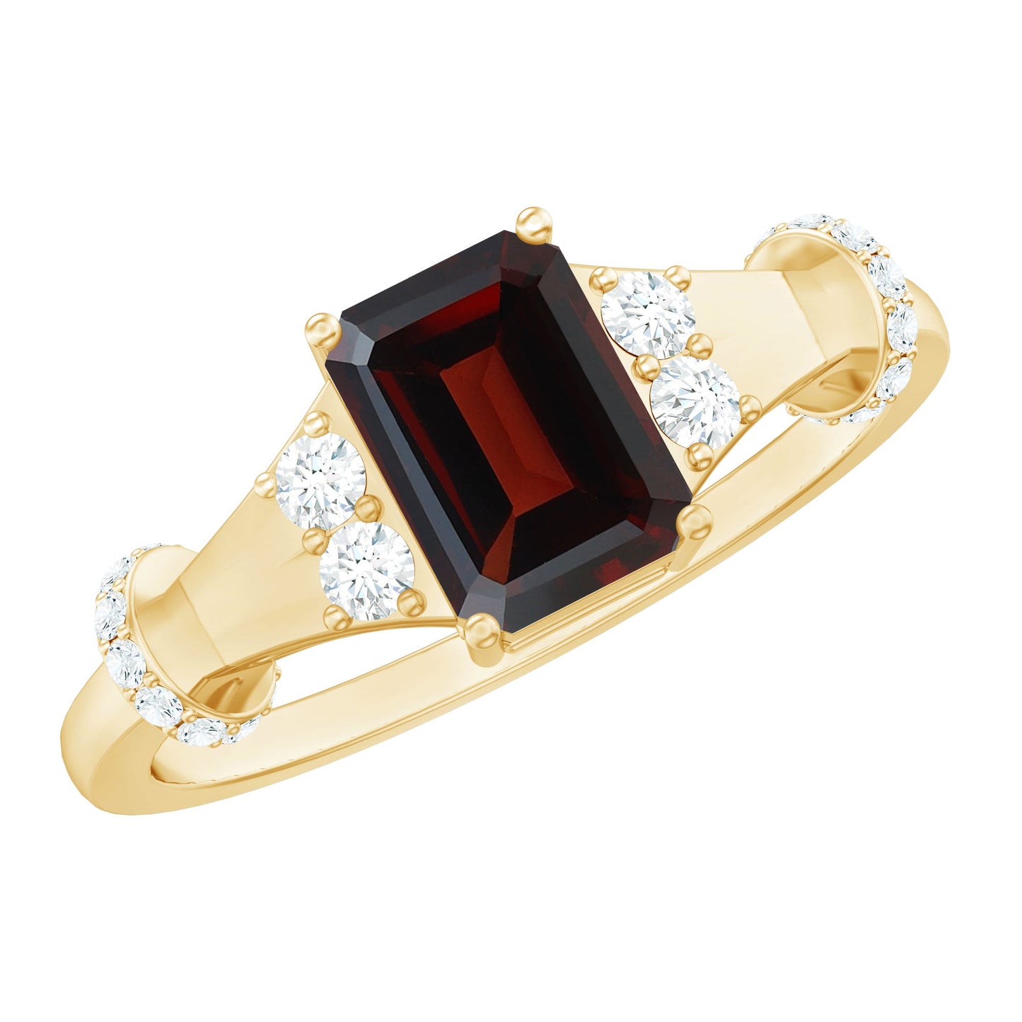 Real 2 Carat Garnet Designer Engagement Ring with Diamond