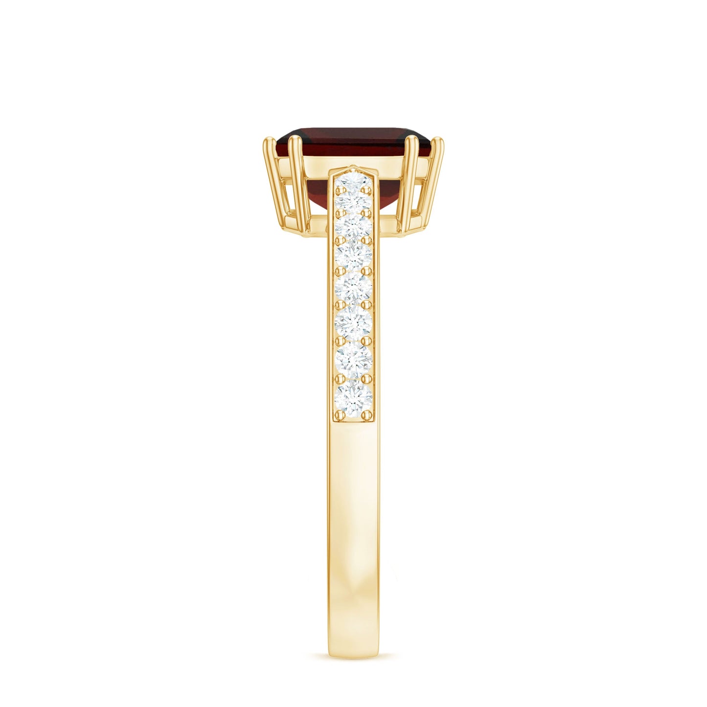 Natural Garnet 3.3 Carat Asscher Cut Engagement Ring with Diamond