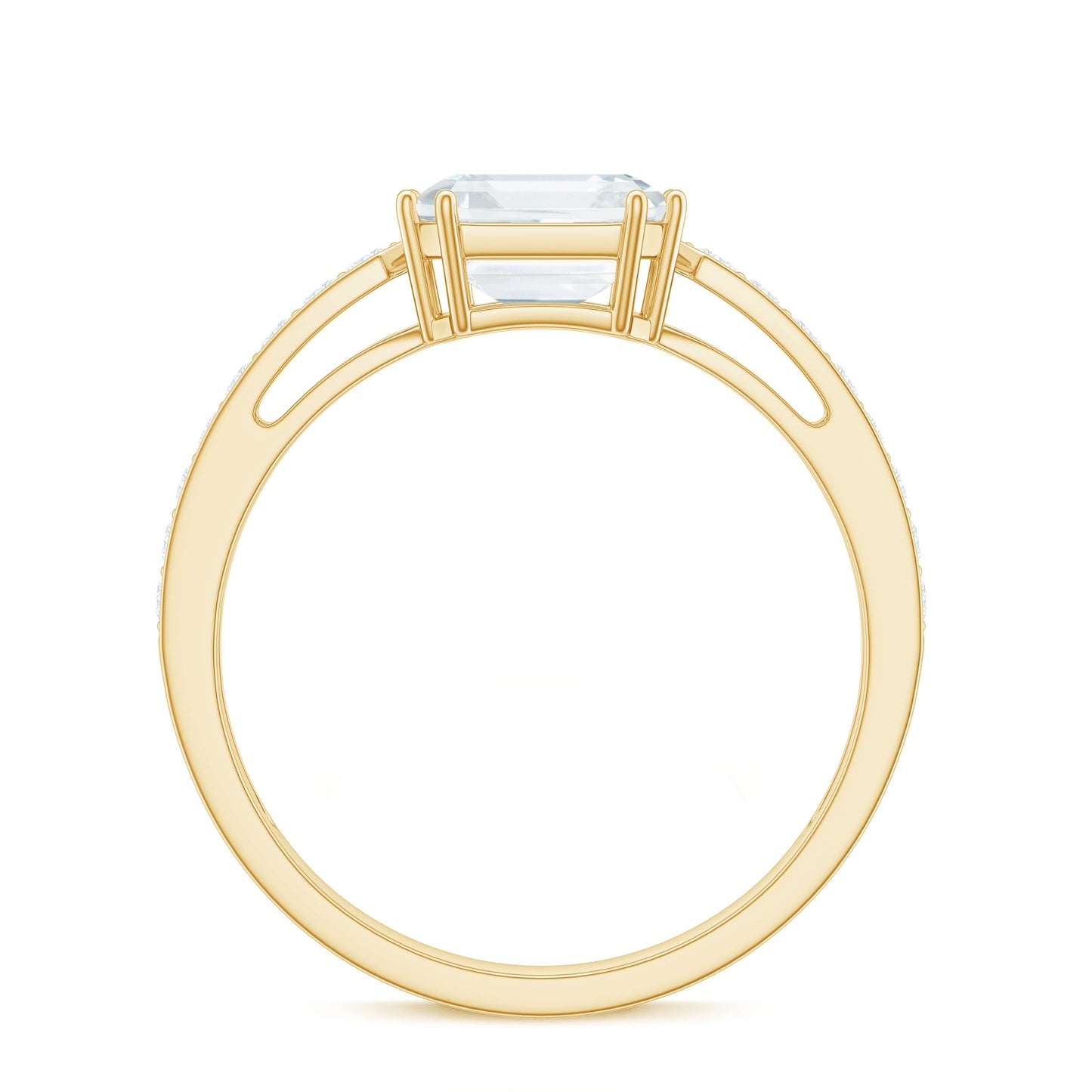 3 Carat Asscher Cut Moissanite Solitaire Engagement Ring with Side Stones