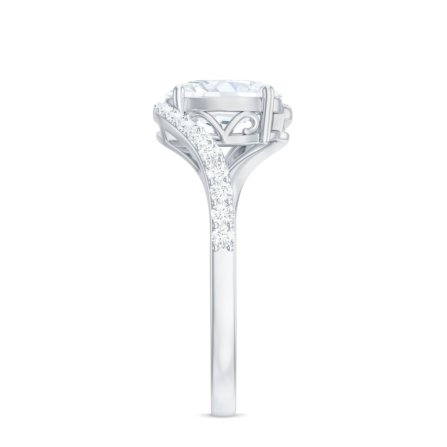 1.2 Carat Moissanite Oval Engagement Ring with Bypass Shank