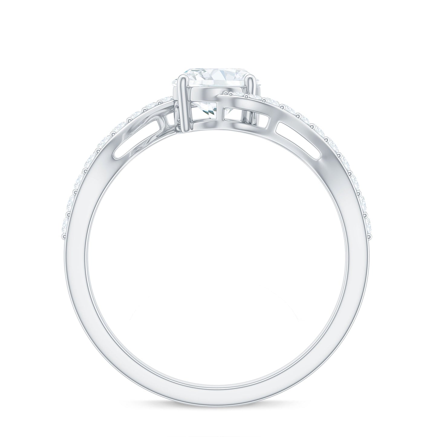 1.2 Carat Moissanite Oval Engagement Ring with Bypass Shank