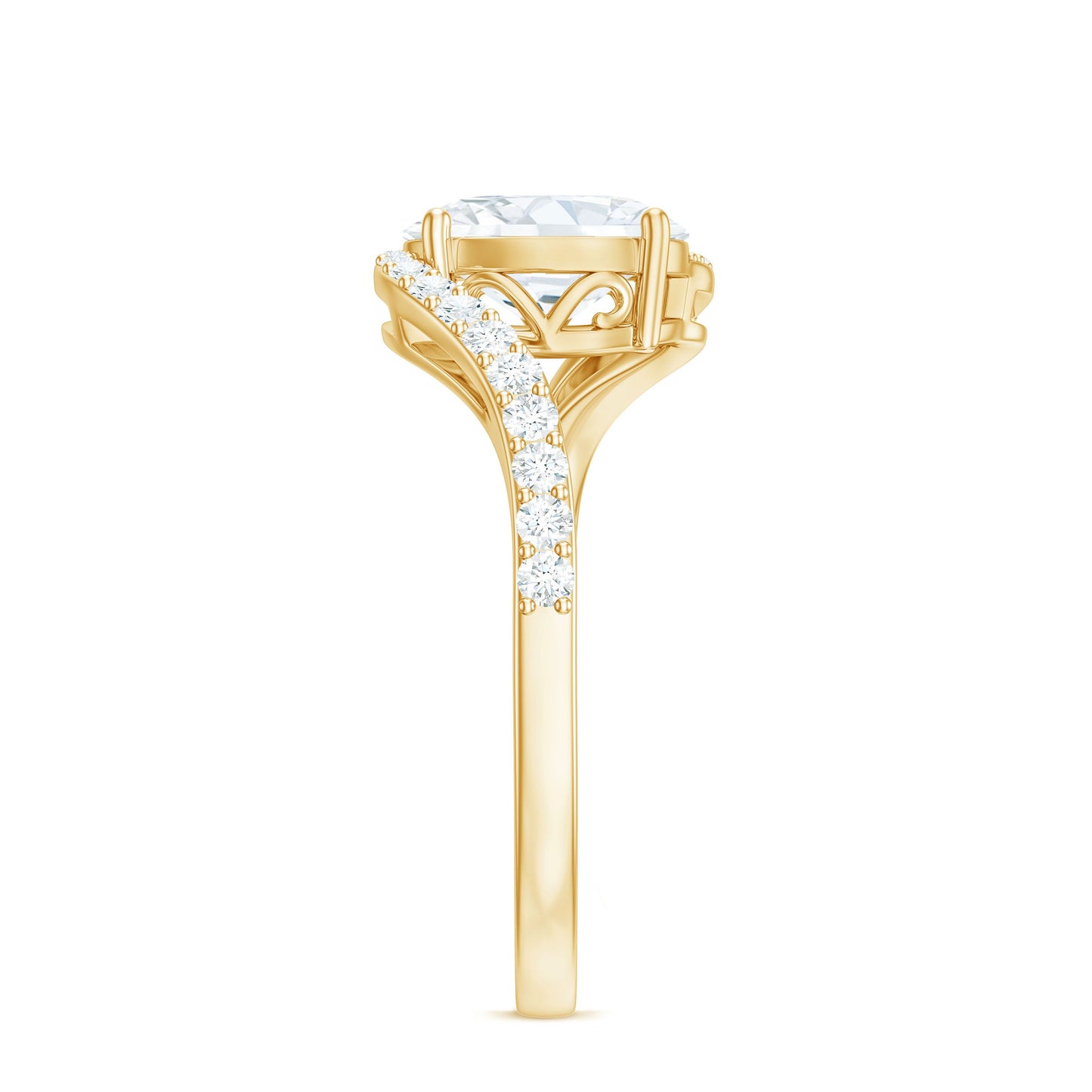 1.2 Carat Moissanite Oval Engagement Ring with Bypass Shank