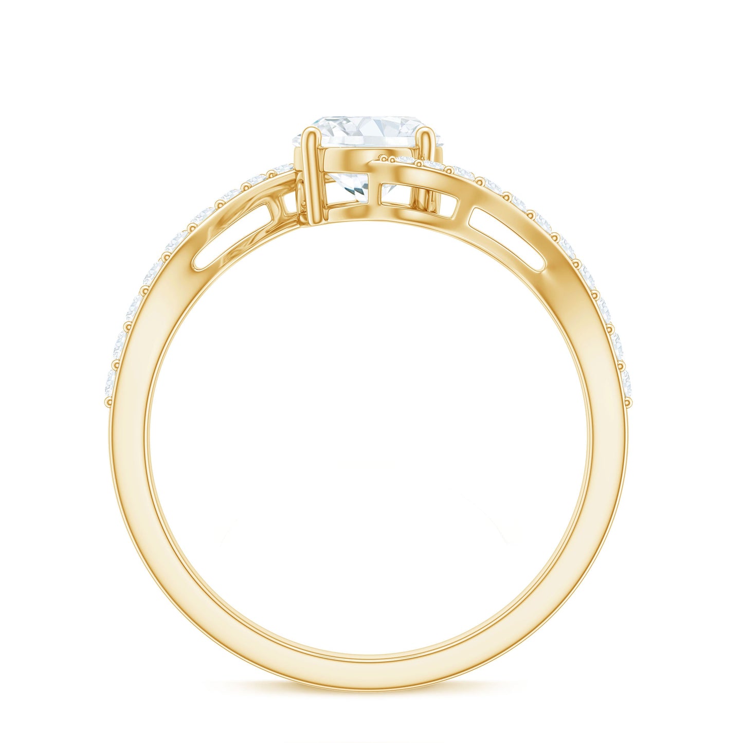 1.2 Carat Moissanite Oval Engagement Ring with Bypass Shank