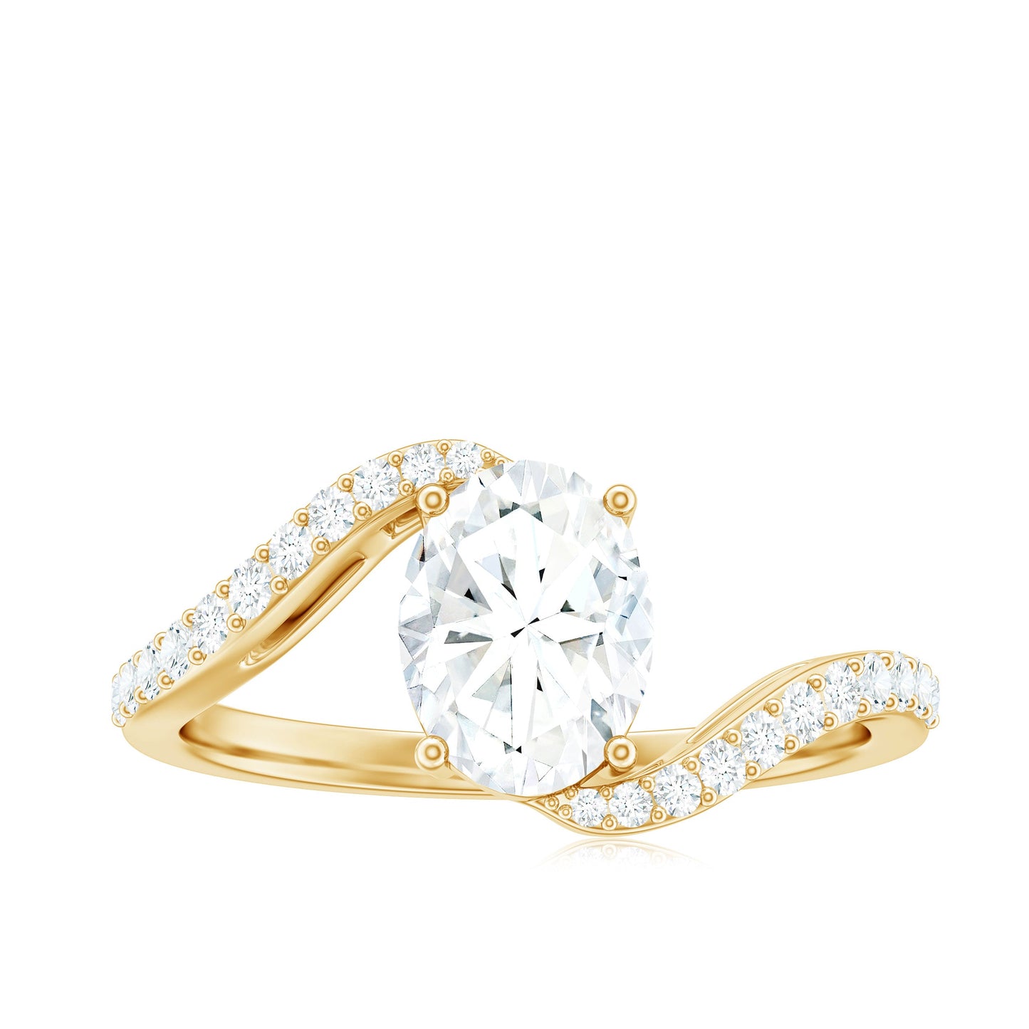 1.2 Carat Moissanite Oval Engagement Ring with Bypass Shank