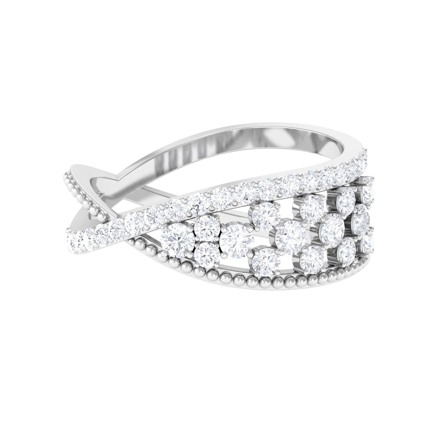 Designer Diamond Band Ring with Criss Cross Shank