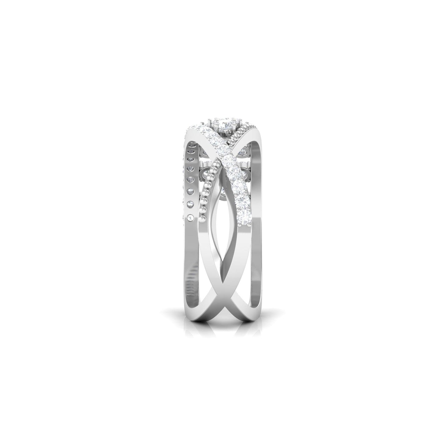 Designer Diamond Band Ring with Criss Cross Shank