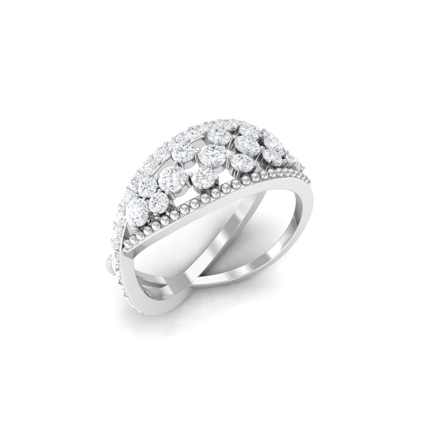 Designer Diamond Band Ring with Criss Cross Shank