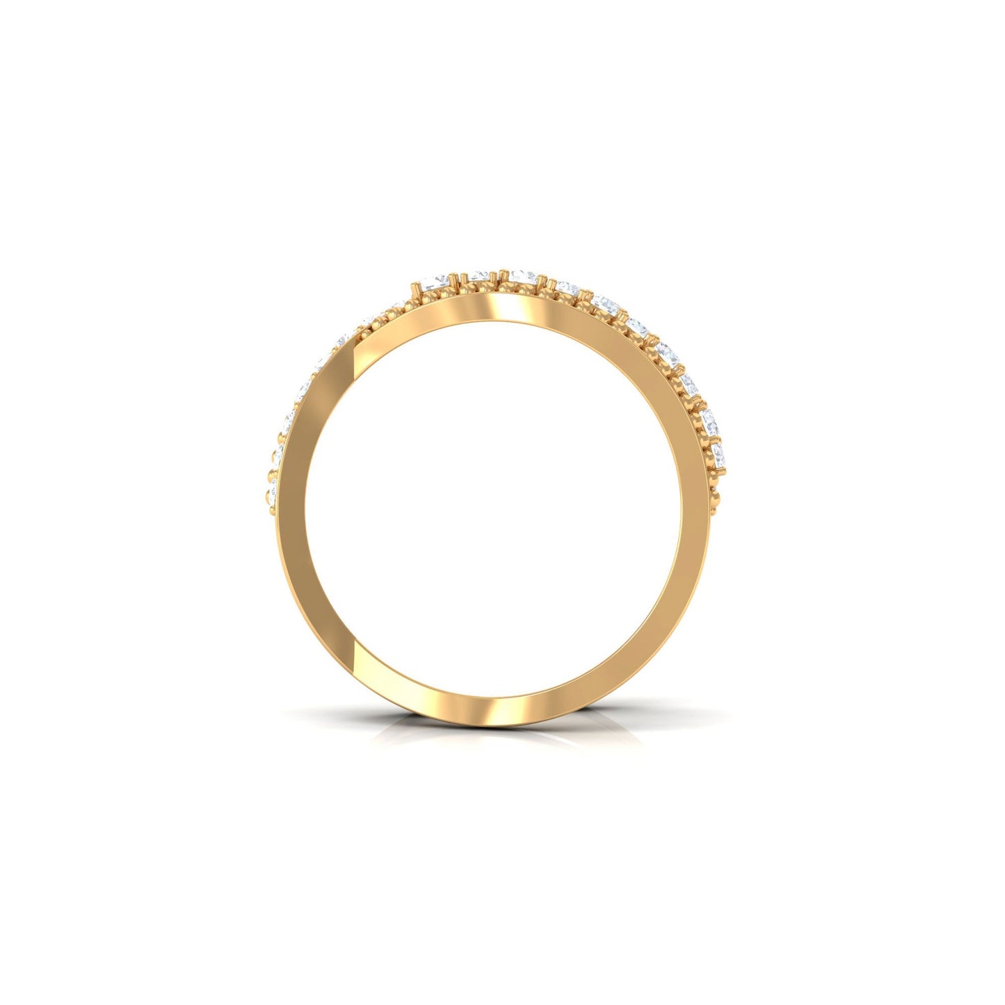 Designer Diamond Band Ring with Criss Cross Shank