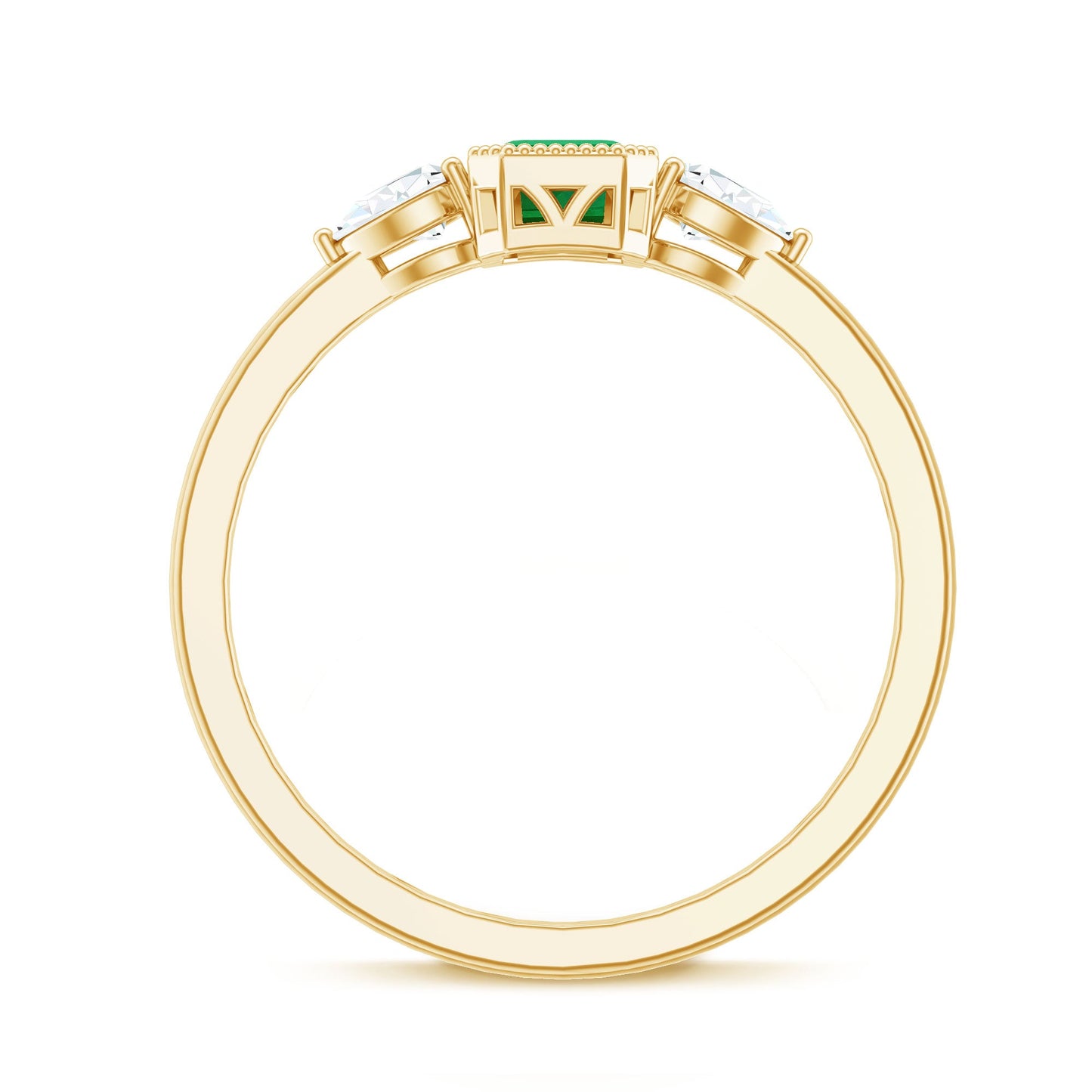 0.6 Carat Emerald 3 Stone Ring with Diamond