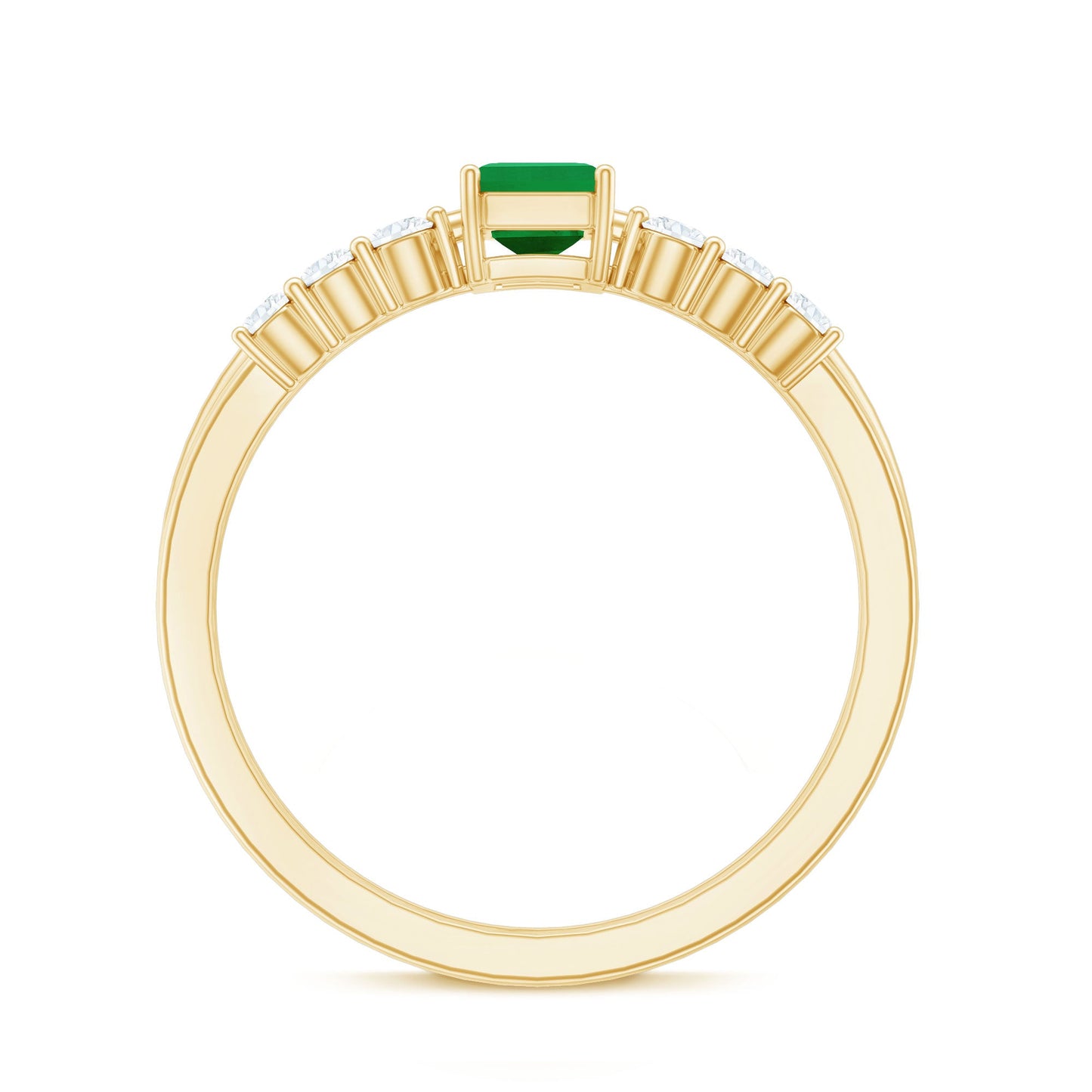 Natural 0.6 Carat Emerald Cut Emerald Diamond Engagement Wedding Ring Set of 2