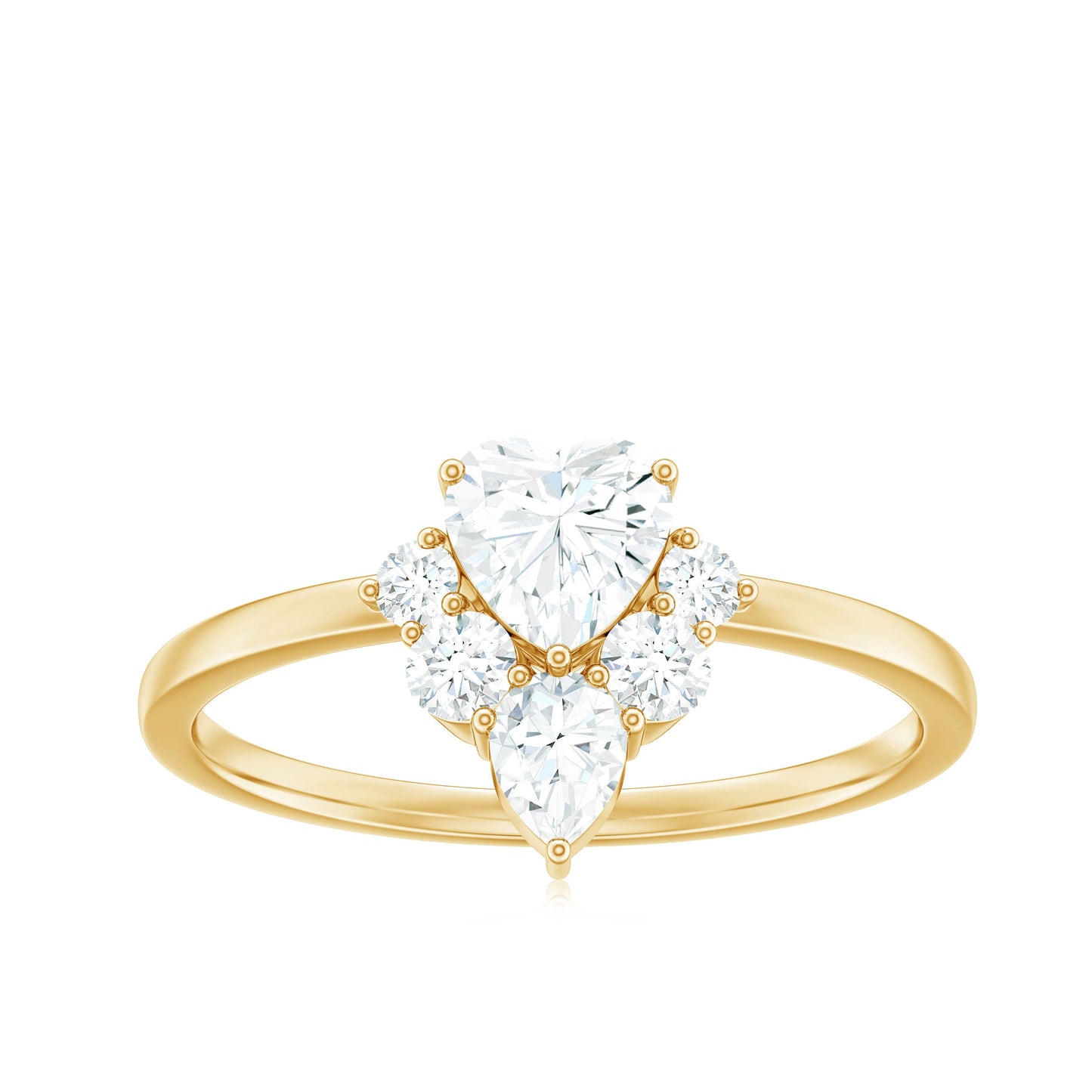 Certified Moissanite Heart Promise Ring with Accent